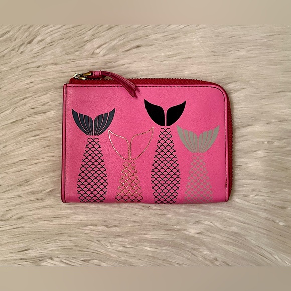 Fossil Pink Leather Mermaid Travel Wallet - Picture 1 of 5